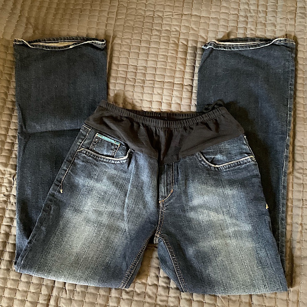 Mavi Maternity Jean Dark Blue Distressed Wash Size XS